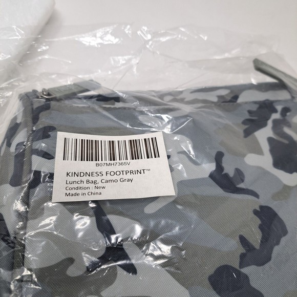 Kindness Footprint Camo Gray Lunch Bag Insulated Detachable Adjustable Strap - Picture 9 of 14